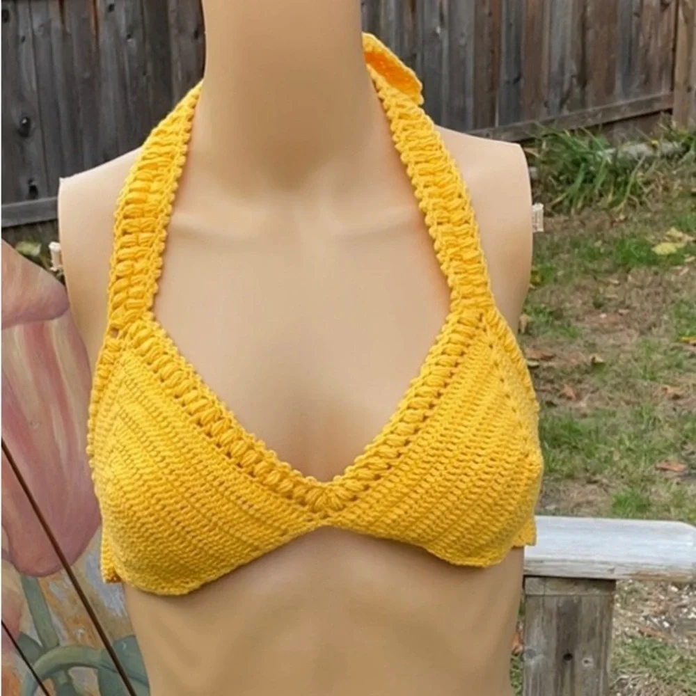 Handmade Crochet Bikini Top 100% Cotton Adjustable M-L-XL